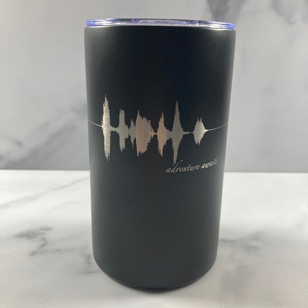 Adventure Awaits Tumbler 12 oz Black Stainless Steel Insulated Travel Coffee Mug
